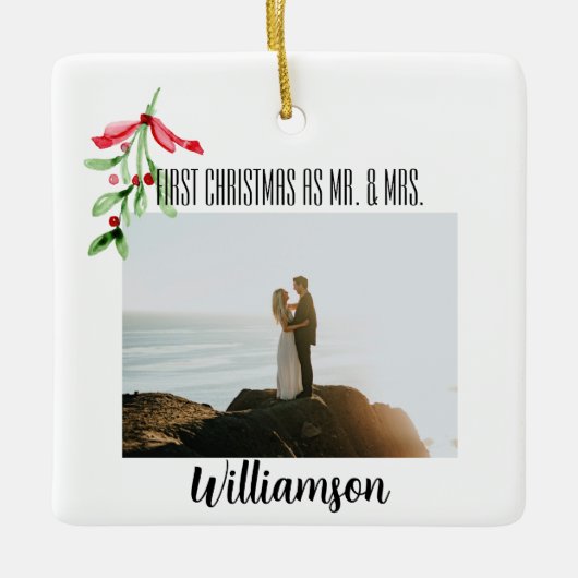 Custom Mr en Mrs Christmas Photo Ornament (Voorkant)
