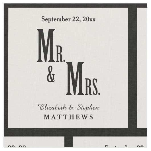 Custom Mr en Mrs Wedding Sjabloon Stof (Close Up)
