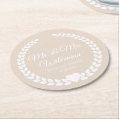 Custom Mr & Mrs Bride and Groom Pas getrouwd Ronde Kartonnen Onderzetter (Gebogen)
