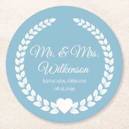 Custom Mr & Mrs Bride and Groom Pas getrouwd Ronde Kartonnen Onderzetter