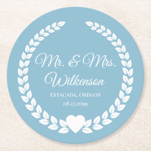 Custom Mr & Mrs Bride and Groom Pas getrouwd Ronde Kartonnen Onderzetter