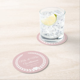 Custom Mr & Mrs Bride and Groom Pas getrouwd Ronde Kartonnen Onderzetter