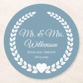 Custom Mr & Mrs Bride and Groom Pas getrouwd Ronde Kartonnen Onderzetter