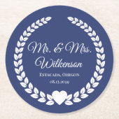 Custom Mr & Mrs Bride and Groom Pas getrouwd Ronde Kartonnen Onderzetter (Voorkant)
