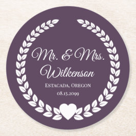 Custom Mr & Mrs Bride and Groom Pas getrouwd Ronde Kartonnen Onderzetter