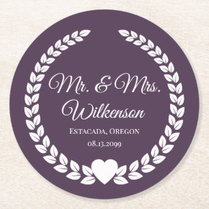 Custom Mr & Mrs Bride and Groom Pas getrouwd Ronde Kartonnen Onderzetter