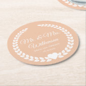 Custom Mr & Mrs Bride and Groom Pas getrouwd Ronde Kartonnen Onderzetter (Gebogen)