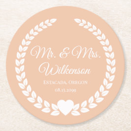 Custom Mr & Mrs Bride and Groom Pas getrouwd Ronde Kartonnen Onderzetter
