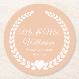 Custom Mr & Mrs Bride and Groom Pas getrouwd Ronde Kartonnen Onderzetter