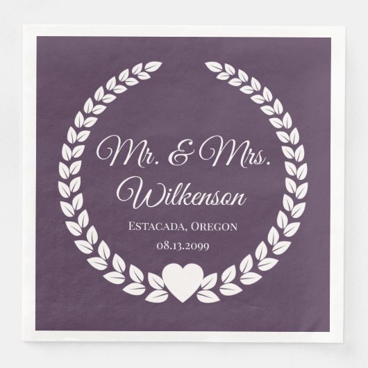 Custom Mr & Mrs Bride and Groom Pas getrouwd Servet (Voorkant)