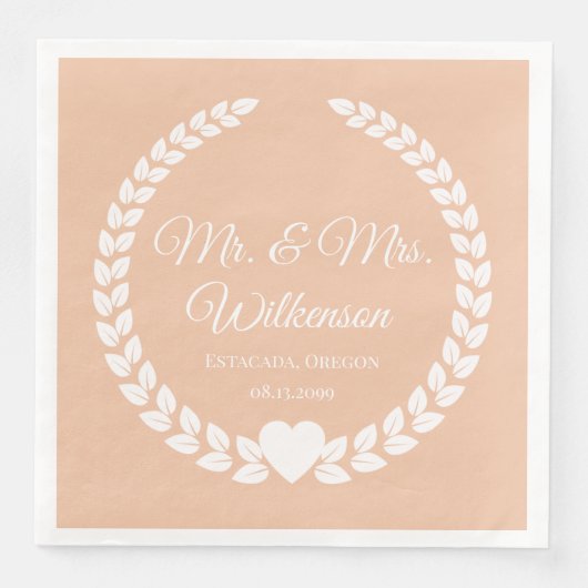 Custom Mr & Mrs Bride and Groom Pas getrouwd Servet (Voorkant)
