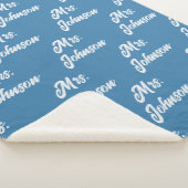 Custom Mr & Mrs Couple Blue Blanket for Newlyweds Sherpa Deken (3/4)