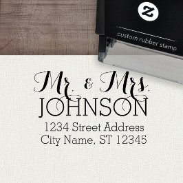 Custom Mr. & Mrs. Family Name and Return Address Zelfinktende Stempel