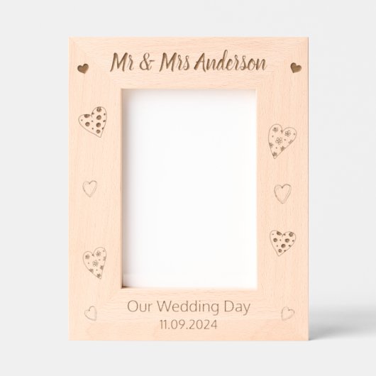 Custom Mr & Mrs Keepsake Wedding Day Houten Gegraveerde Lijstjes (Voorkant)