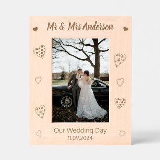 Custom Mr & Mrs Keepsake Wedding Day Houten Gegraveerde Lijstjes