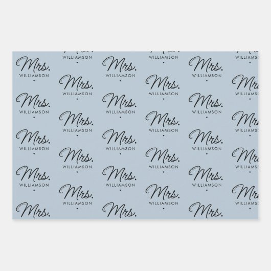 Custom Mrs. Est. Modern Elegant Script Newlywed Inpakpapier Vel (Voorkant 2)
