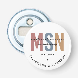 Custom MSN Master of Science in Verpleegkundig Afs Button Flesopener