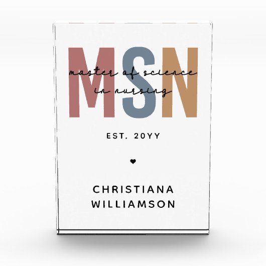 Custom MSN Master of Science in Verpleegkundig Afs Fotoblokken (Voorkant)
