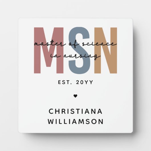 Custom MSN Master of Science in Verpleegkundig Afs Fotoplaat (Voorkant)