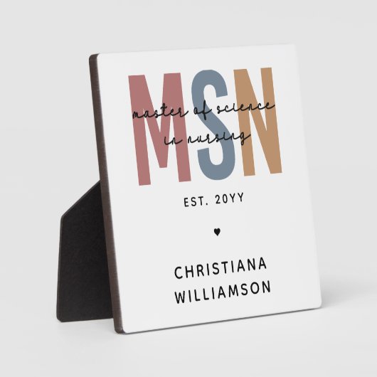Custom MSN Master of Science in Verpleegkundig Afs Fotoplaat (Voorkant)