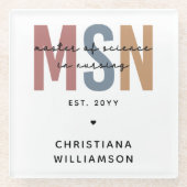 Custom MSN Master of Science in Verpleegkundig Afs Glazen Onderzetter (Voorkant)