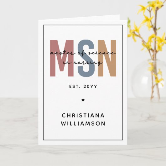 Custom MSN Master of Science in Verpleegkundig Afs Kaart (Gele Bloem)
