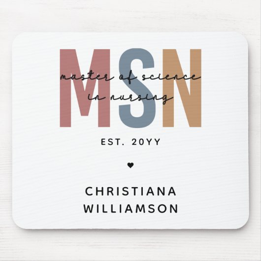 Custom MSN Master of Science in Verpleegkundig Afs Muismat (Voorkant)