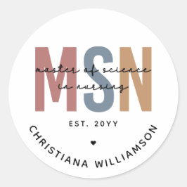 Custom MSN Master of Science in Verpleegkundig Afs Ronde Sticker