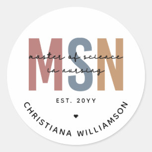 Custom MSN Master of Science in Verpleegkundig Afs Ronde Sticker