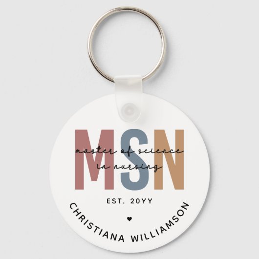 Custom MSN Master of Science in Verpleegkundig Afs Sleutelhanger (Voorkant)