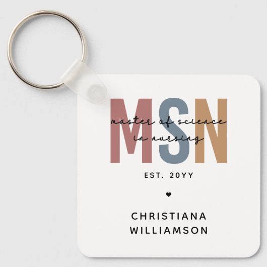 Custom MSN Master of Science in Verpleegkundig Afs Sleutelhanger (Voorkant)