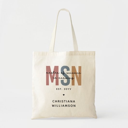 Custom MSN Master of Science in Verpleegkundig Afs Tote Bag (Voorkant)