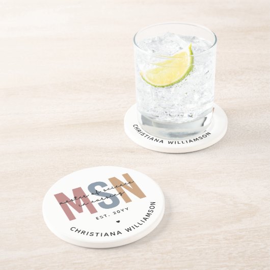 Custom MSN Master of Science in Verpleegkundig Afs Zandsteen Onderzetter (Zijkant)