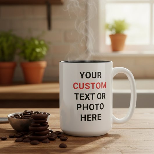 Custom Mug | Add Text, Photo, Logo or Design Here  Tweekleurige Koffiemok
