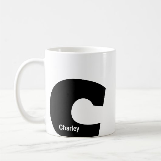 Custom mug monogram initial letter modern minimal koffiemok (Links)