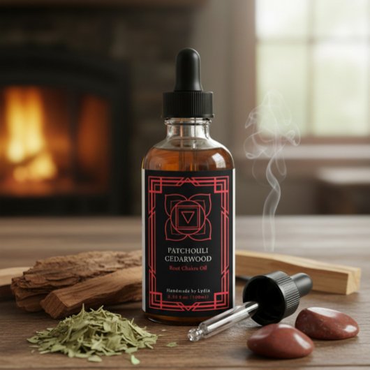 Custom Muladhara Root Chakra Essential Oil Label Wijn Etiket