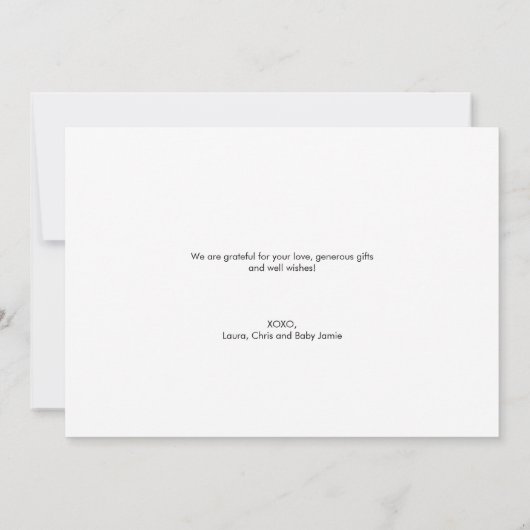 Custom MULTI-Photo Love & Thanks Baby Shower Bedankkaart (Achterkant)