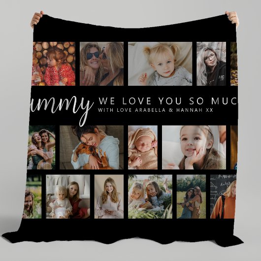 Custom Mummy 18 Photo Collage Fleece Deken
