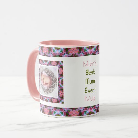 Custom Mum's roze beste moeder ooit foto thee koff Mok (Voorkant links)