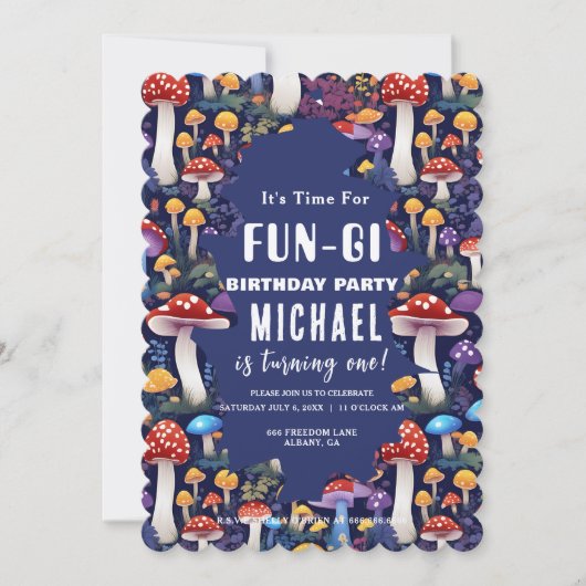 Custom Mushroom Fun-gi Kaart, Mushroom Pun Birthda Kaart (Voorkant)