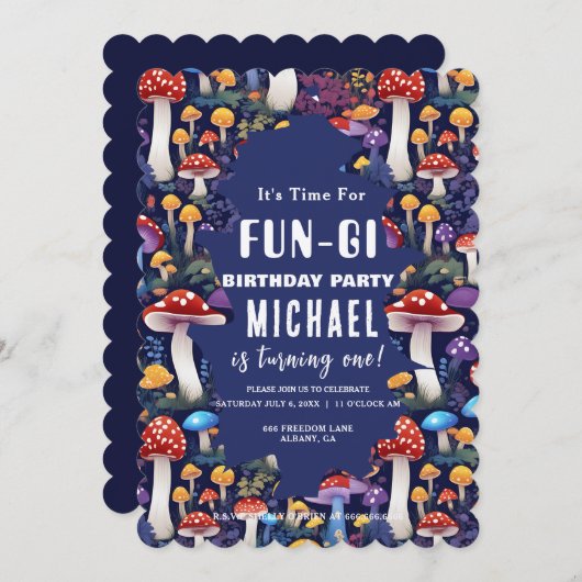 Custom Mushroom Fun-gi Kaart, Mushroom Pun Birthda Kaart (Voorkant / Achterkant)