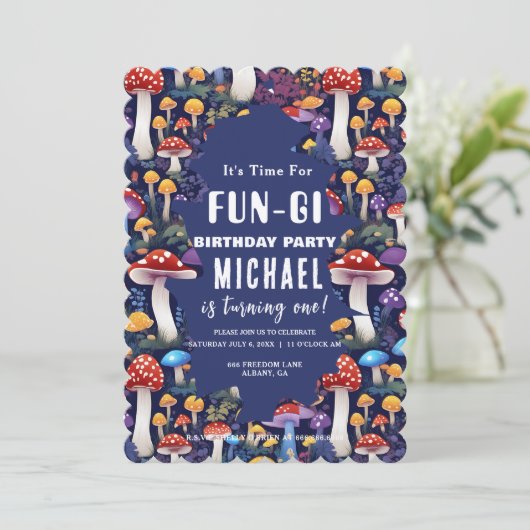 Custom Mushroom Fun-gi Kaart, Mushroom Pun Birthda Kaart (Staand voorkant)