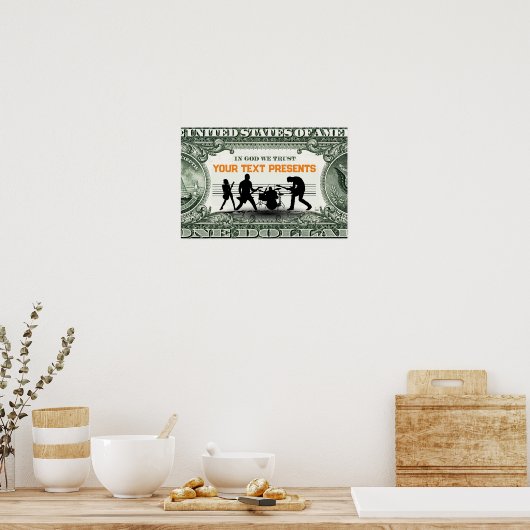 Custom Music Band en geld Poster (Keuken)