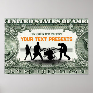 Custom Music Band en geld Poster