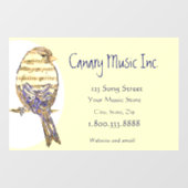 Custom Music & Bird Business Card Raamsticker (Vel)
