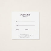 Custom Music Lessons Gift Certificate Vierkante Visitekaartjes (Achterkant)