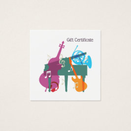 Custom Music Lessons Gift Certificate Vierkante Visitekaartjes