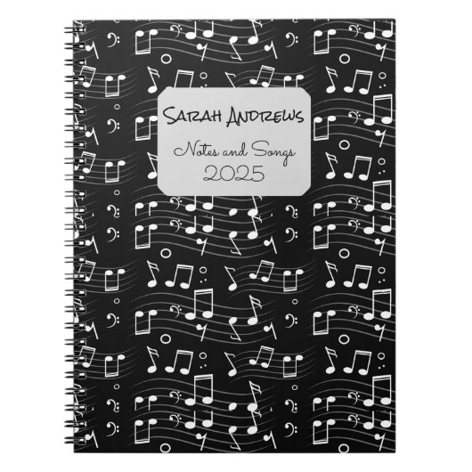 Custom Music Notes Pattern Notitieboek (Voorkant)