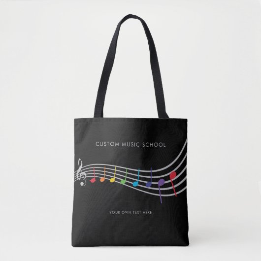 Custom Music School Rainbow Muzieknoten Tote Bag (Voorkant)