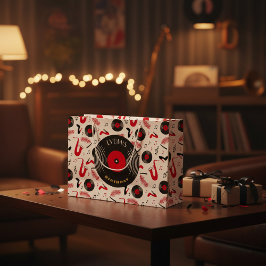 Custom Music Theme Birthday Large Paper Bag Groot Cadeauzakje